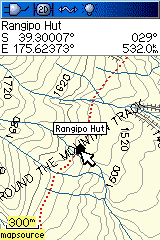 Garmin GPSMAP 60CSx - topographical screenshot of Rangipo Hut