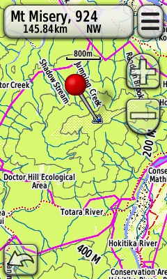 Garmin Oregon GPS topo map screenshot - topographical map of Inchbonnie area