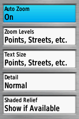 Garmin GPSMAP 62s map setup detail