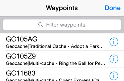 Waypoint list